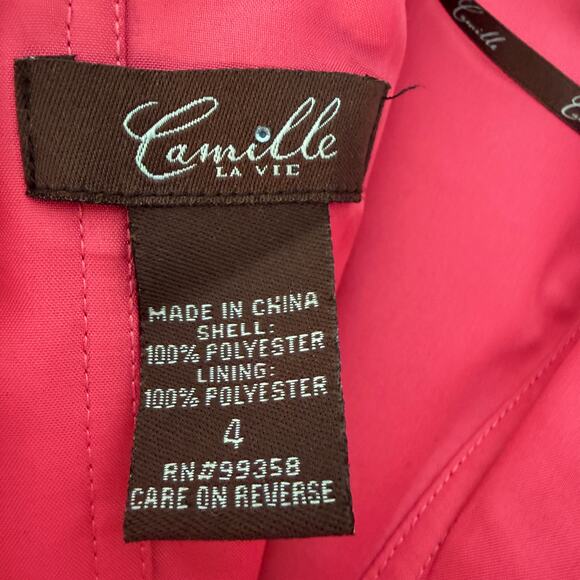 Camile La Vie Corset Mini Dress Pink Black Lace Strapless Fit & Flare | Size 4 - Picture 4 of 8